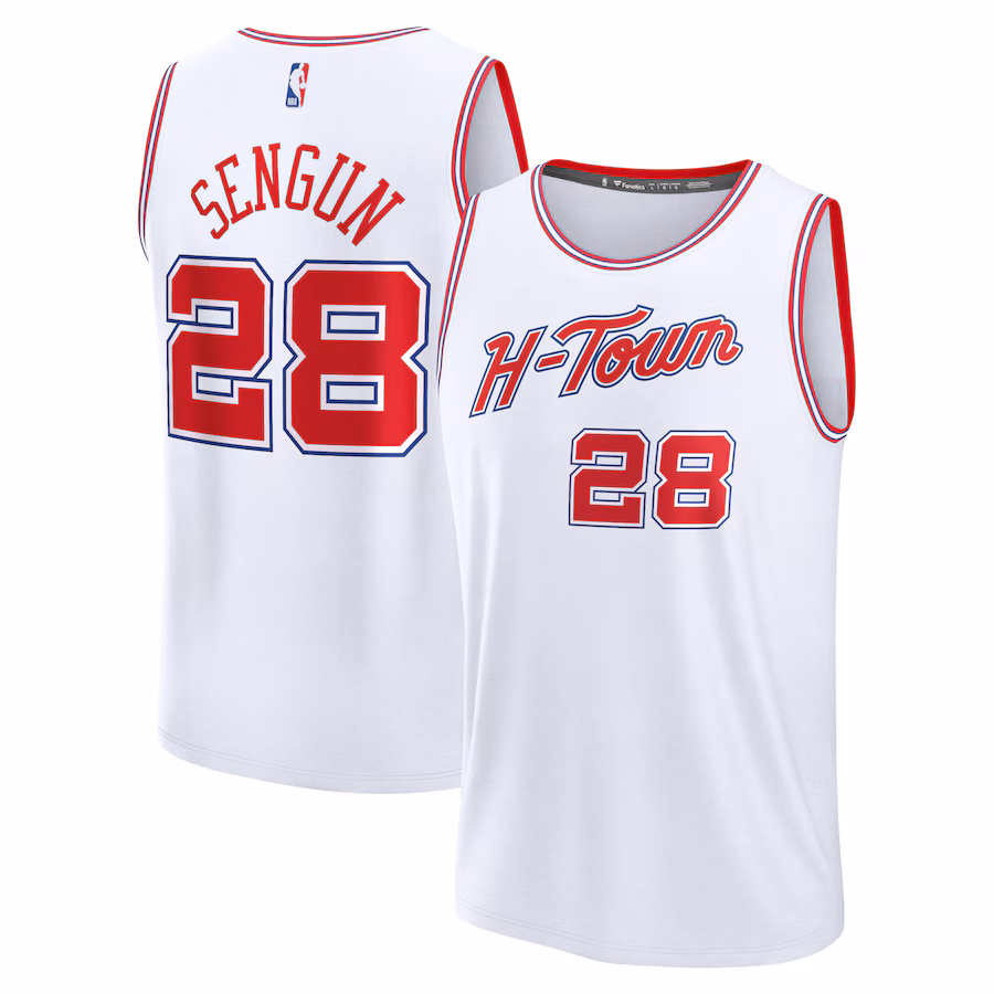 Men's Houston Rockets Alperen Sengun Fanatics White Fast Break Jersey - City Edition - Puhuasuan
