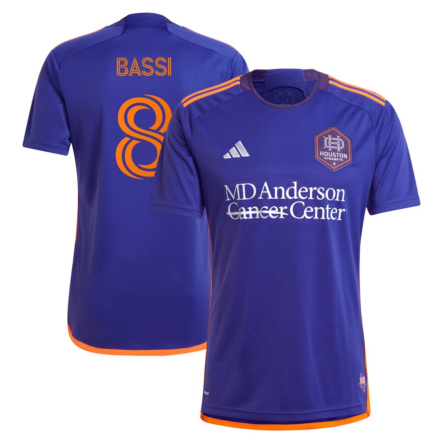 Men's Houston Dynamo FC Amine Bassi adidas Purple 2024 Still Holdin' Replica Player Jersey - Puhuasuan