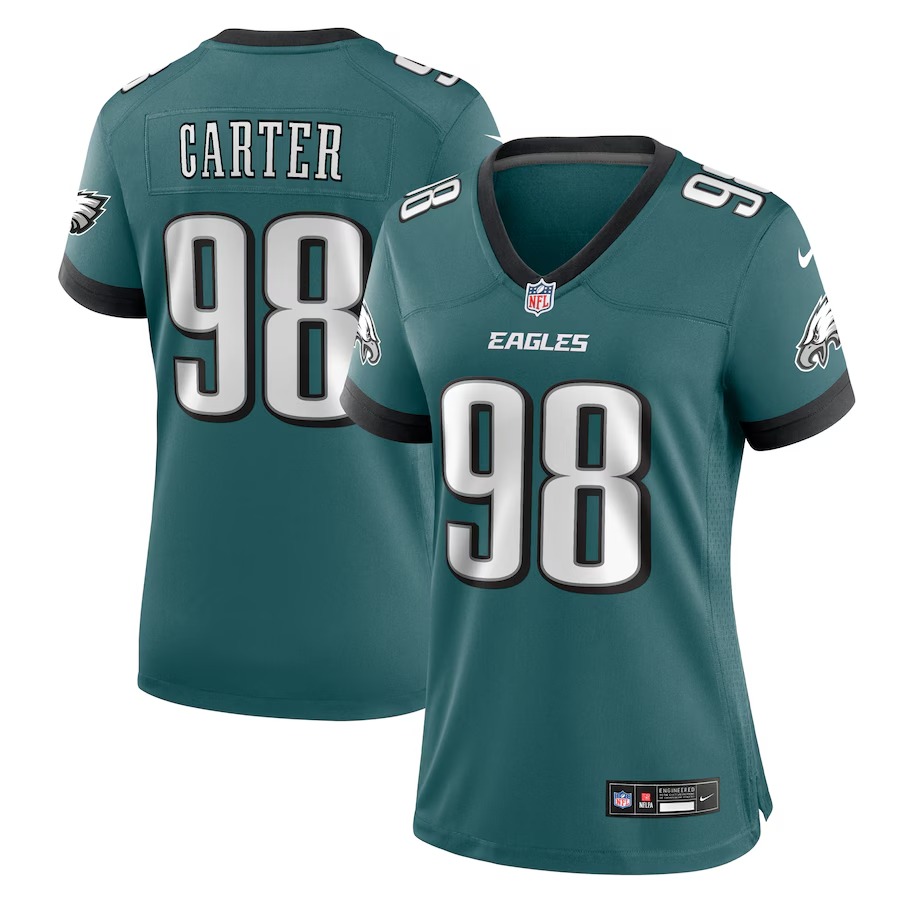 Women's Philadelphia Eagles Jalen Carter Nike Midnight Green Team Game Jersey - Puhuasuan