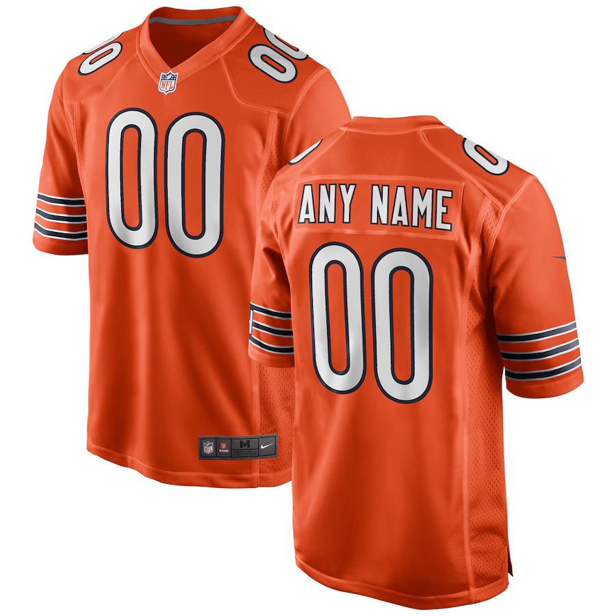 Men's Chicago Bears Nike Orange Alternate Custom Game Jersey - Puhuasuan