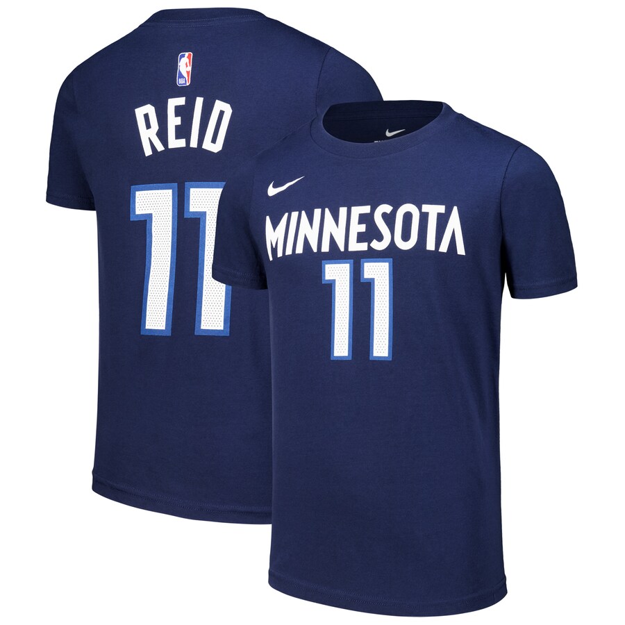 Youth Minnesota Timberwolves Naz Reid Nike Navy Icon Edition Name & Number T-Shirt - Puhuasuan