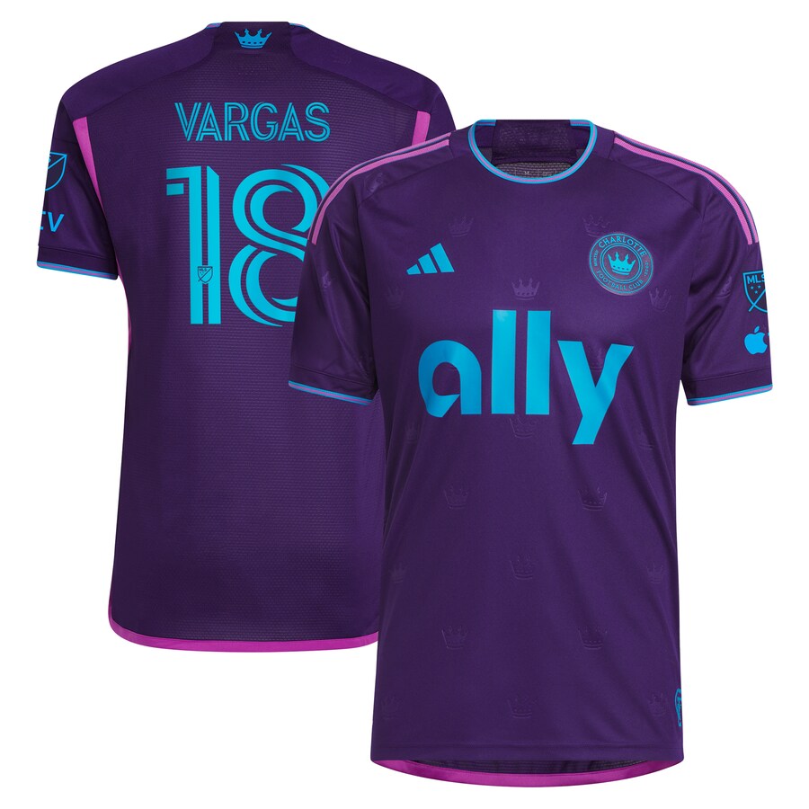 Men's Charlotte FC Kerwin Vargas adidas Purple 2023 Crown Jewel Kit Authentic Player Jersey - Puhuasuan