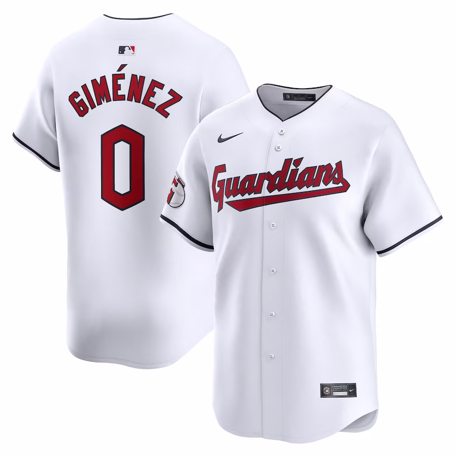 Men's Cleveland Guardians Andres Gimenez Nike White Home Limited Player Jersey - Puhuasuan