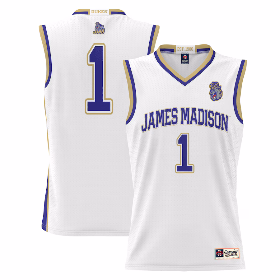 #1 James Madison Dukes GameDay Greats Youth Lightweight Basketball Jersey - White - Puhuasuan