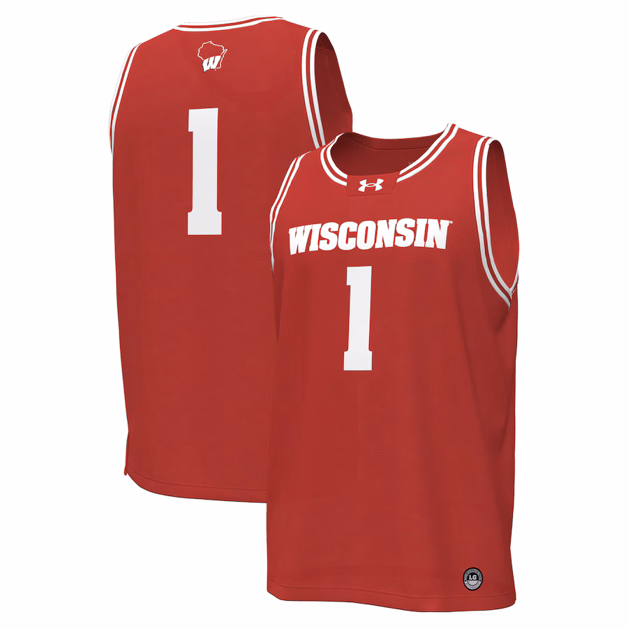 Men's Under Armour #1 Red Wisconsin Badgers Replica Basketball Jersey - Puhuasuan