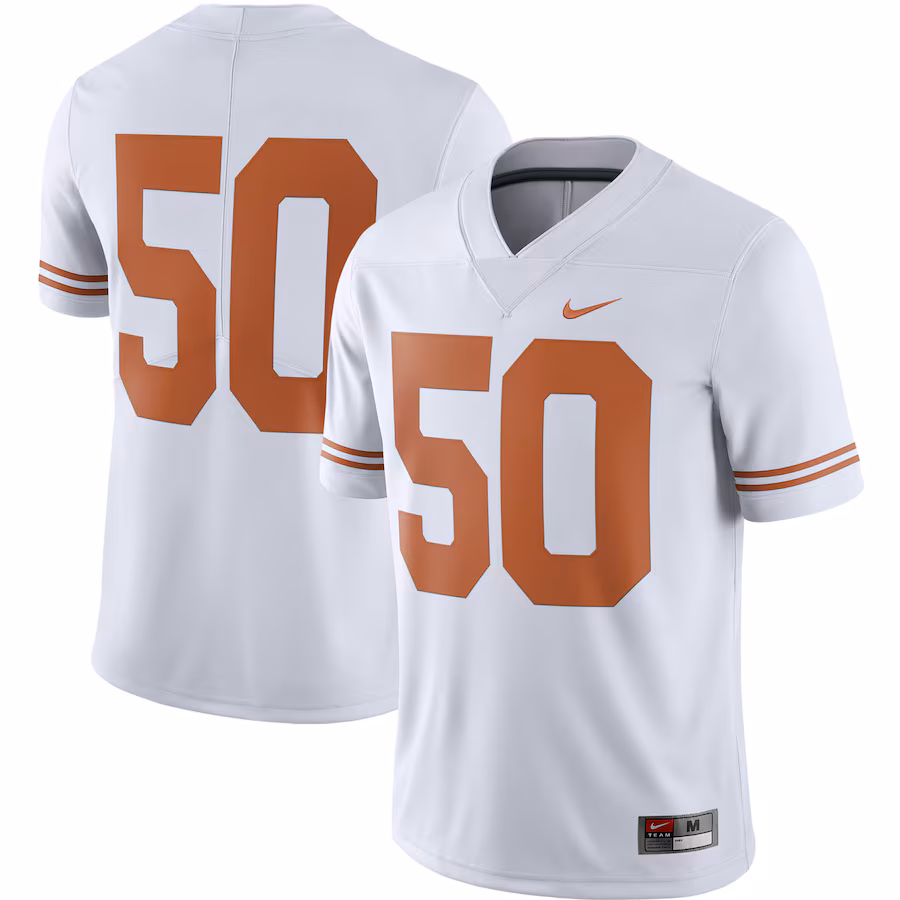 Men's Nike #50 White Texas Longhorns College Alternate Limited Jersey - Puhuasuan