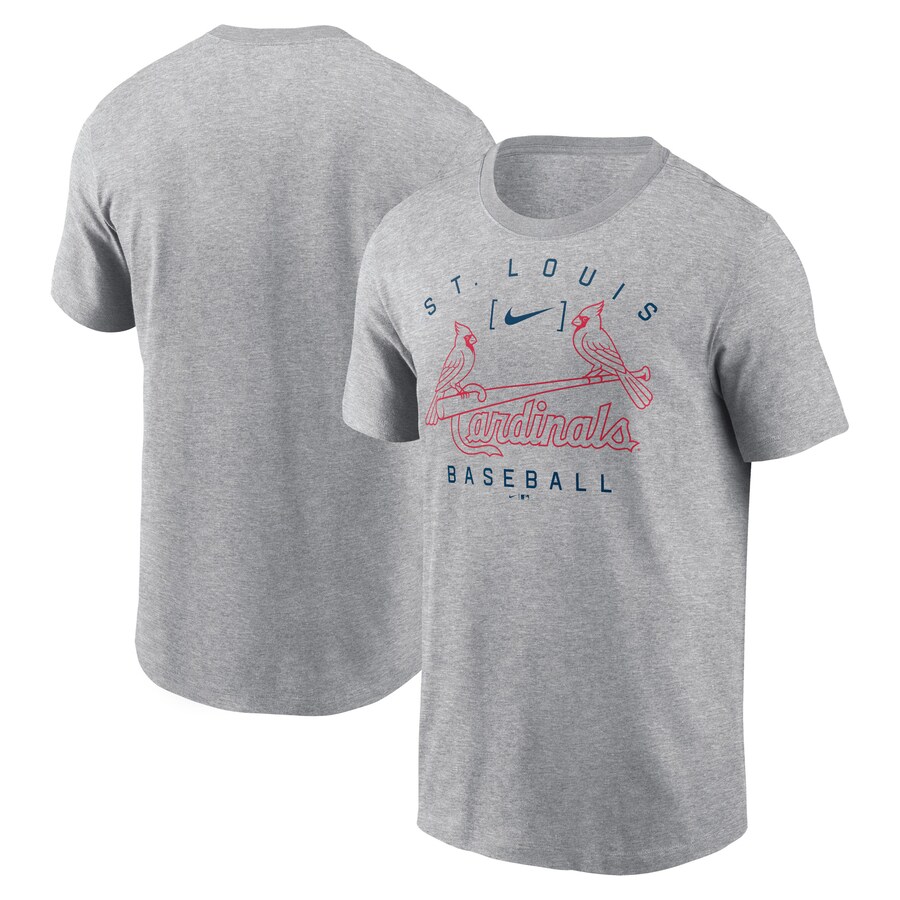 Men's St. Louis Cardinals Nike Heather Gray Home Team Athletic Arch T-Shirt - Puhuasuan