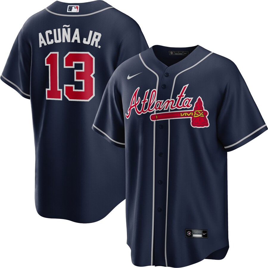 Men's Atlanta Braves Ronald Acuña Jr. Nike Navy Big & Tall Alternate Replica Player Jersey - Puhuasuan