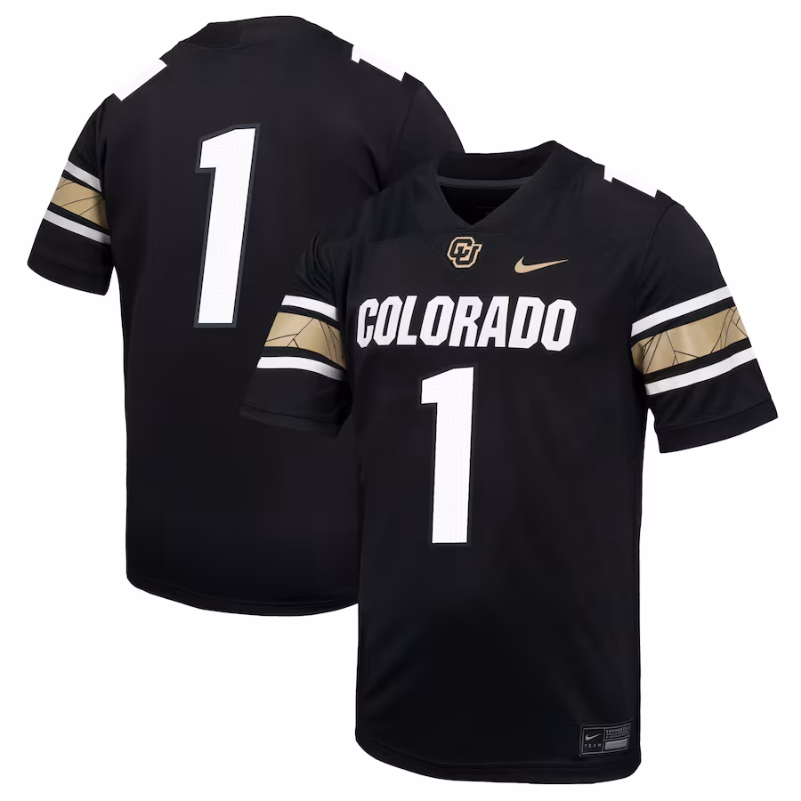 Men's Nike #1 Black Colorado Buffaloes Throwback Game Jersey - Puhuasuan