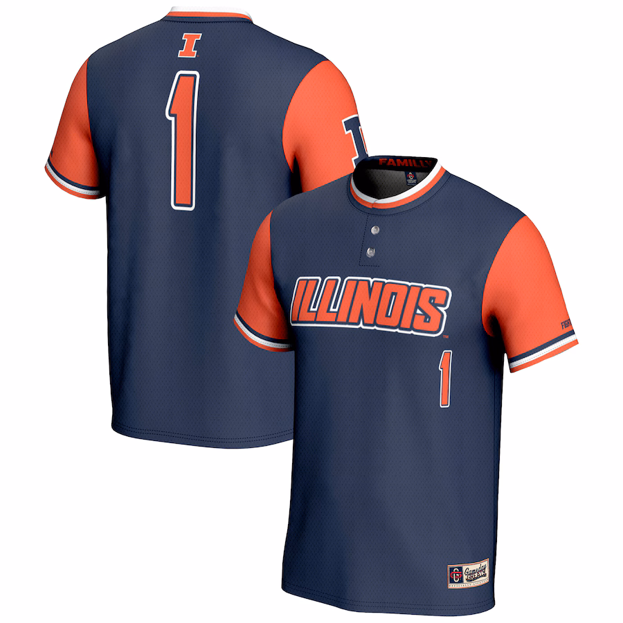 Youth GameDay Greats #1 Navy Illinois Fighting Illini Lightweight Softball Jersey - Puhuasuan