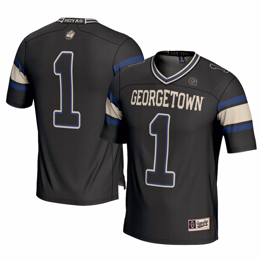 Men's GameDay Greats #1 Black Georgetown Hoyas Football Jersey - Puhuasuan