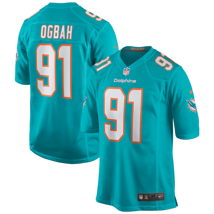 Men's Miami Dolphins Emmanuel Ogbah Nike Aqua Game Jersey - Puhuasuan
