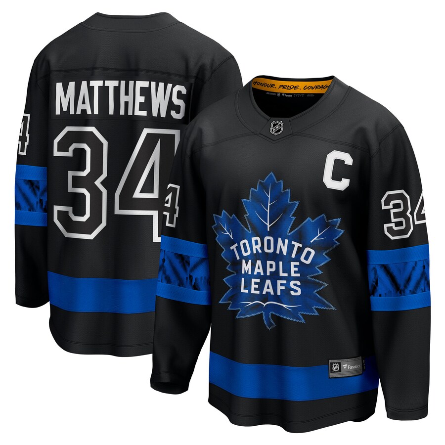 Men's Toronto Maple Leafs Auston Matthews Fanatics Black C Premier Breakaway Player Jersey - Puhuasuan