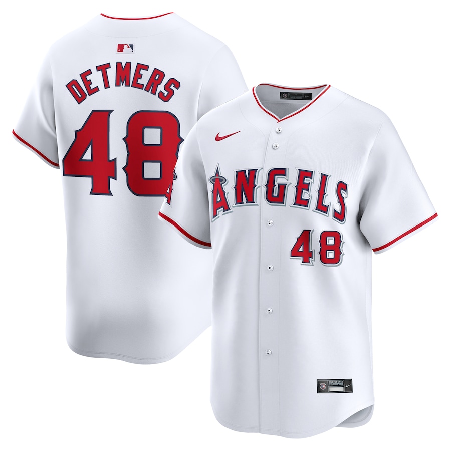 Men's Los Angeles Angels Reid Detmers Nike White Home Limited Player Jersey - Puhuasuan