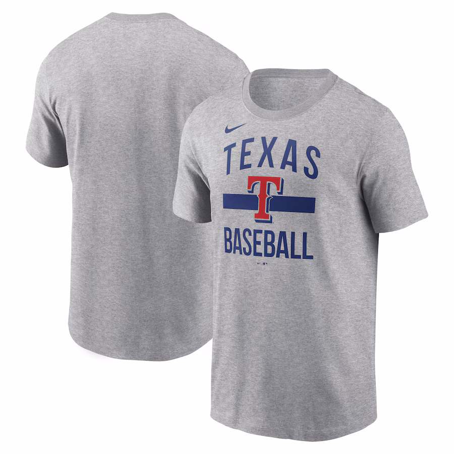 Men's Texas Rangers Nike Heather Gray Arched T-Shirt - Puhuasuan