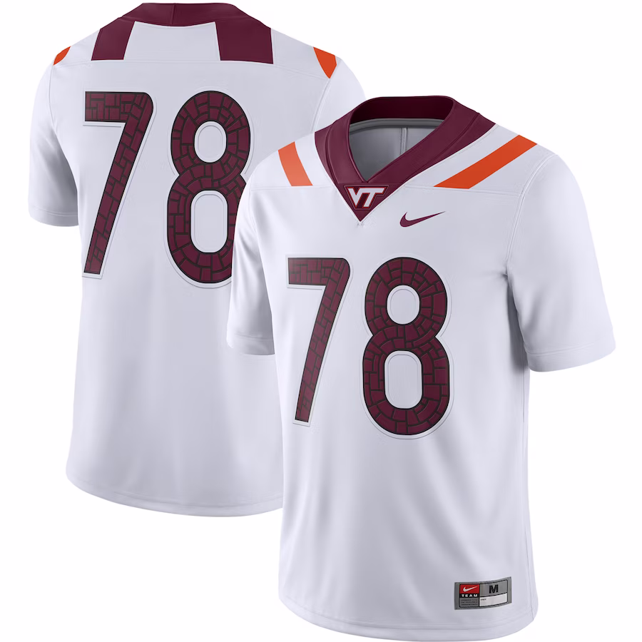 #78 Virginia Tech Hokies Nike Game Player Jersey - White - Puhuasuan