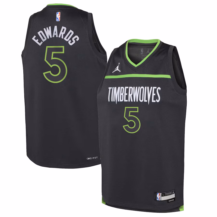 Youth Minnesota Timberwolves Anthony Edwards Jordan Brand Black Swingman Jersey - Statement Edition - Puhuasuan