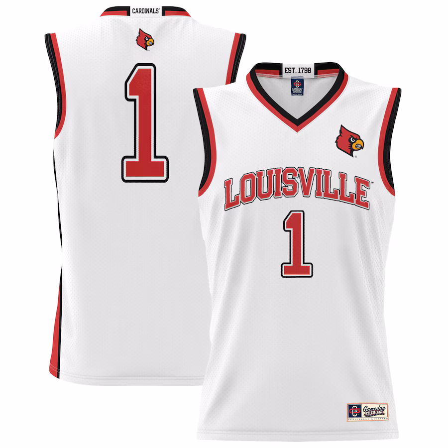 #1 Louisville Cardinals GameDay Greats Unisex Lightweight Basketball Jersey - White - Puhuasuan
