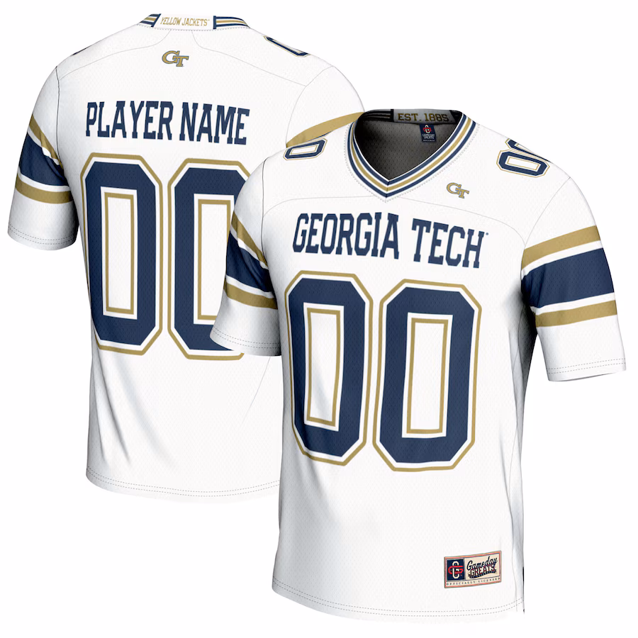 Georgia Tech Yellow Jackets GameDay Greats NIL Pick-A-Player Football Jersey - White - Puhuasuan