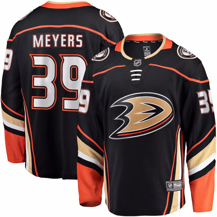 Men's Anaheim Ducks Ben Meyers Fanatics Black Home Premier Breakaway Player Jersey - Puhuasuan