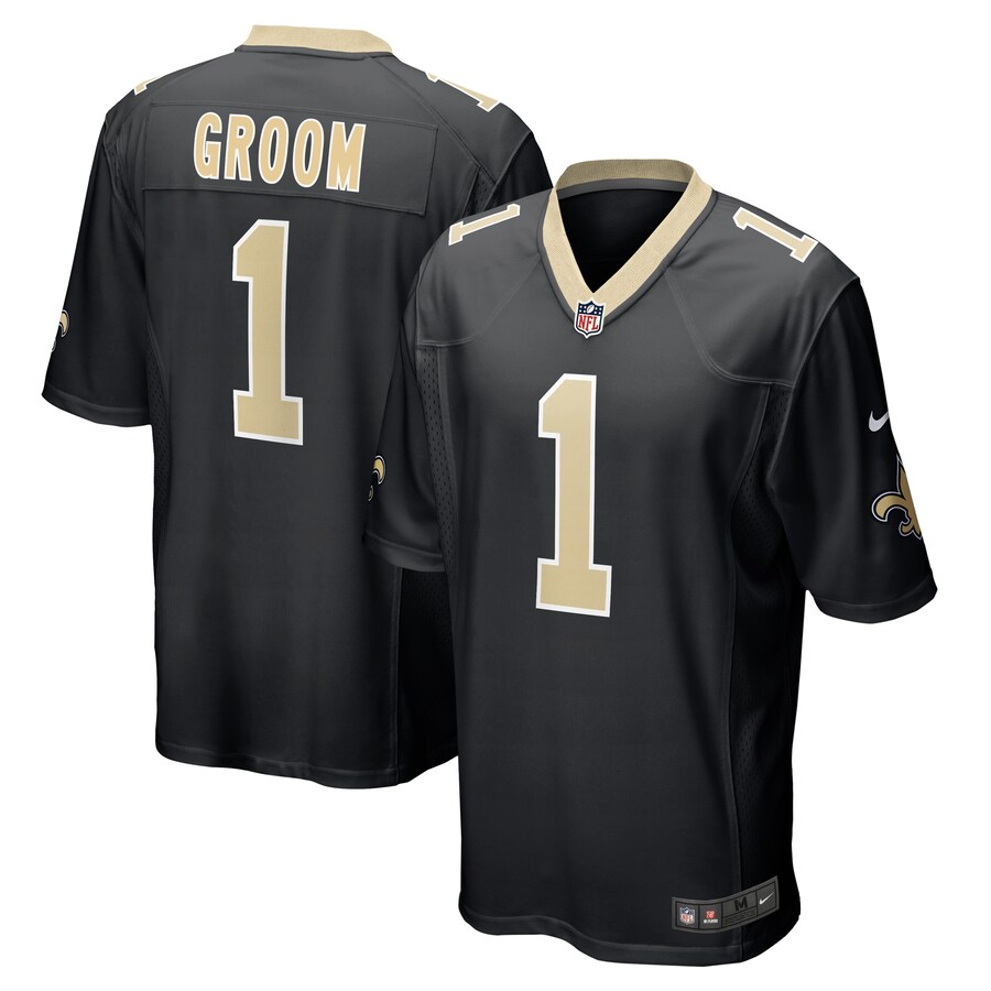 Men's New Orleans Saints Number 1 Groom Nike Black Game Jersey - Puhuasuan