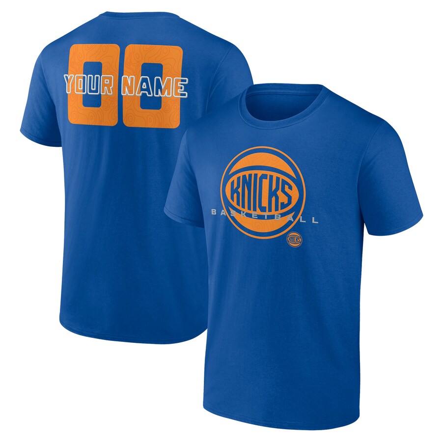 Men's New York Knicks Blue Stellar Personalized Name & Number T-Shirt - Puhuasuan