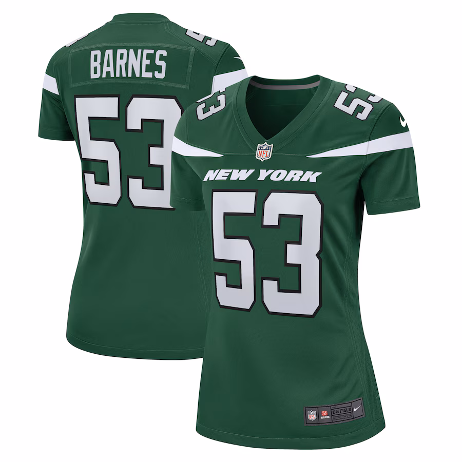 Women's New York Jets Zaire Barnes Nike Gotham Green  Game Jersey - Puhuasuan