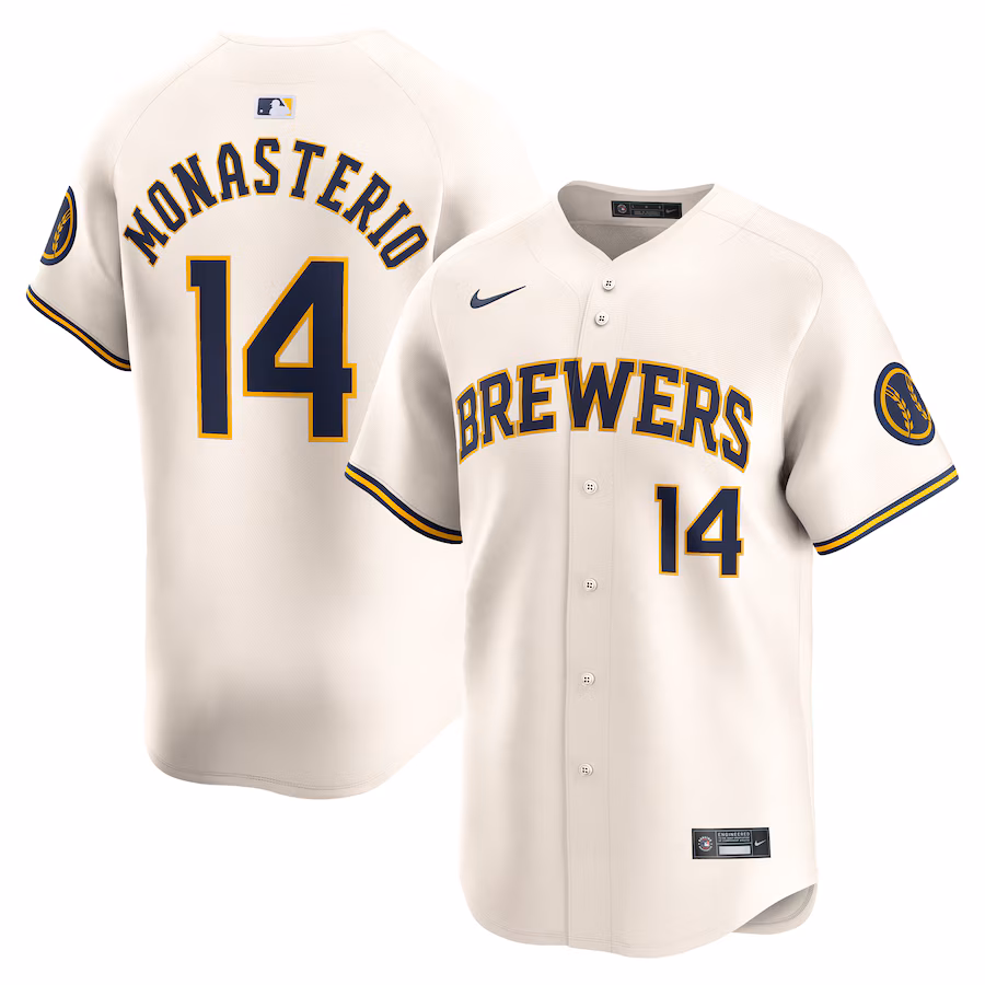 Men's Milwaukee Brewers Andruw Monasterio Nike Cream Home Limited Player Jersey - Puhuasuan