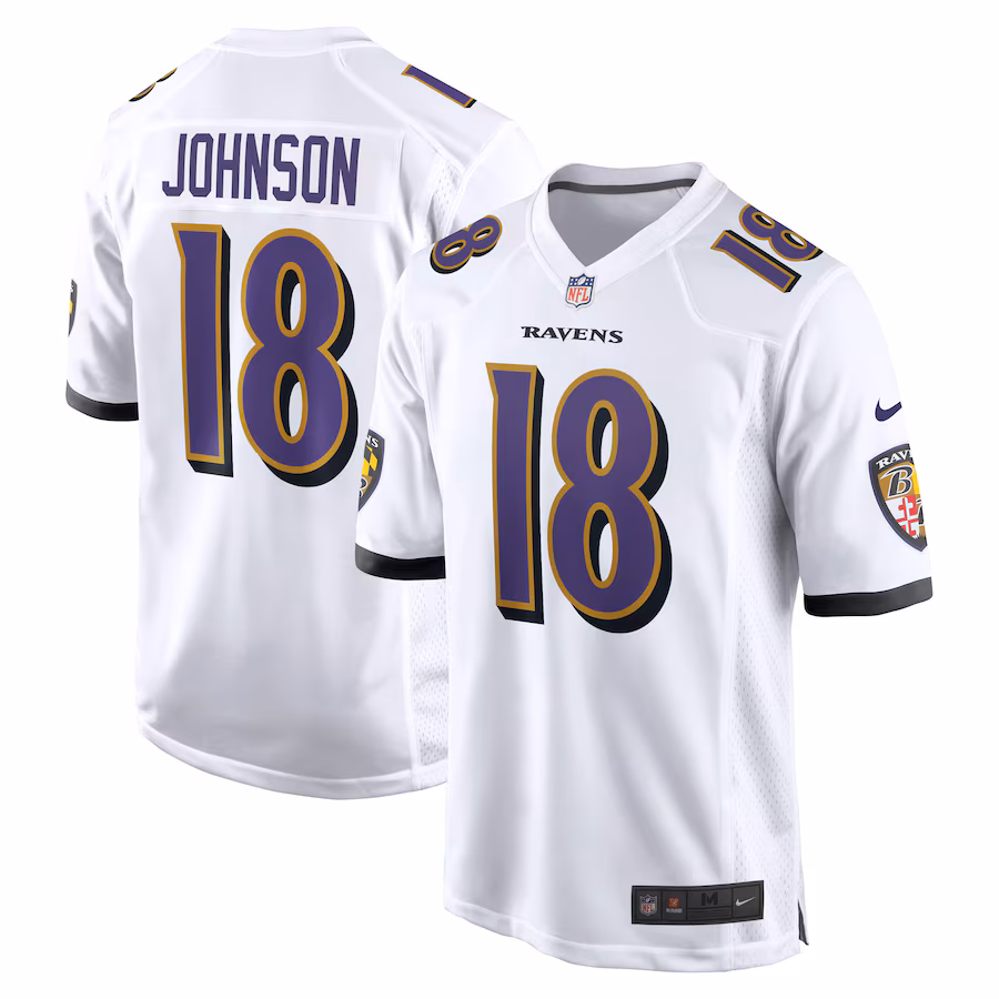 Men's Baltimore Ravens Diontae Johnson Nike White Player Game Jersey - Puhuasuan