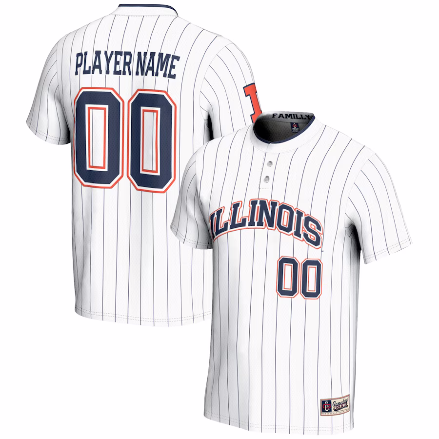 Illinois Fighting Illini GameDay Greats Unisex  NIL Pick-A-Player Lightweight Softball Jersey - White - Puhuasuan