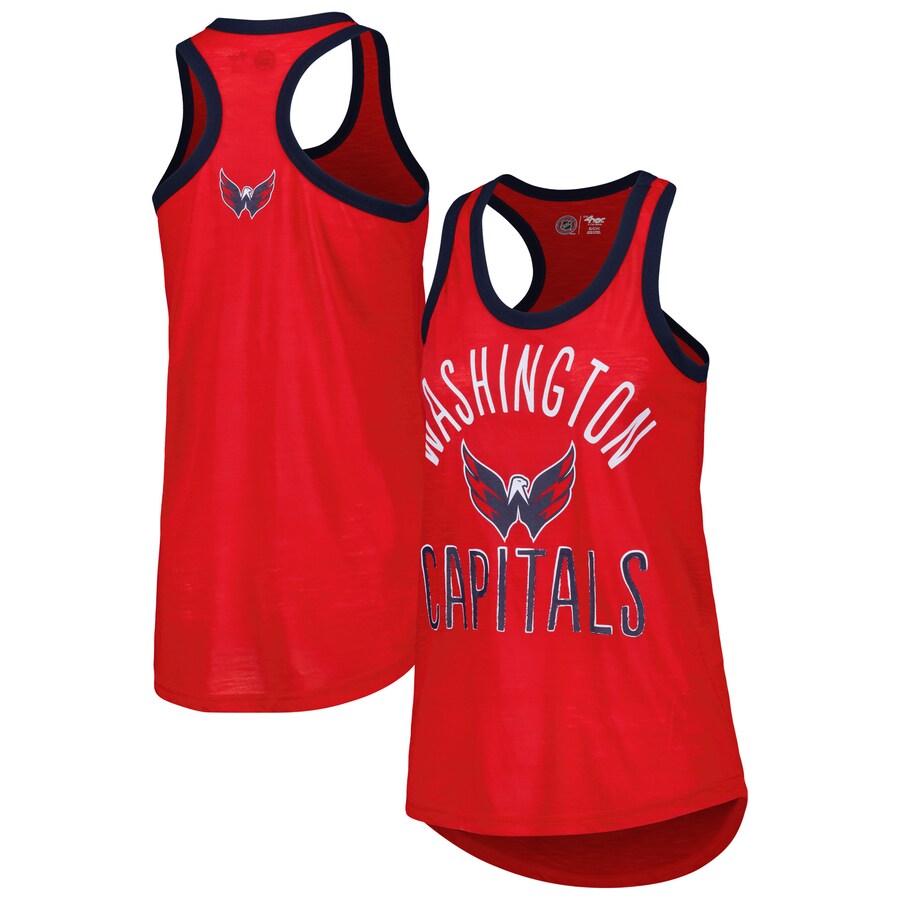 Women's Washington Capitals G-III 4Her by Carl Banks Red First Base Racerback Scoop Neck Tank Top - Puhuasuan