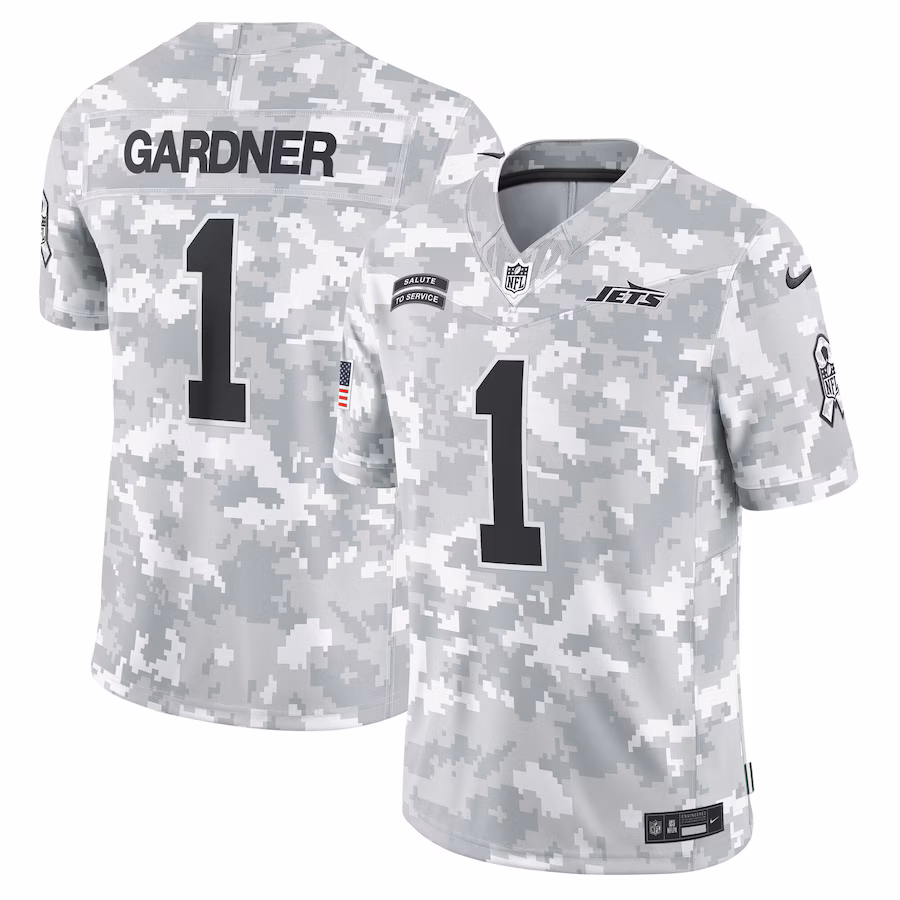Men's New York Jets Sauce Gardner Nike Arctic Camo 2024 Salute to Service Limited Jersey - Puhuasuan