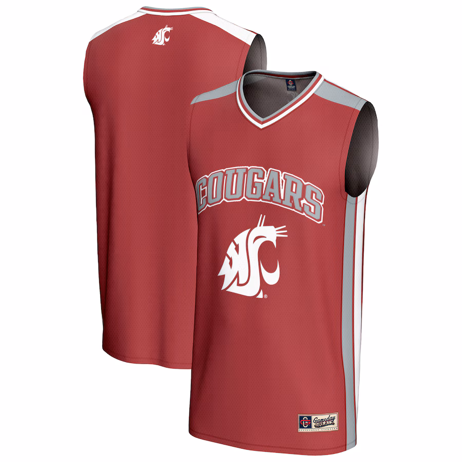 Men's GameDay Greats Crimson Washington State Cougars Spirit Basketball Jersey - Puhuasuan