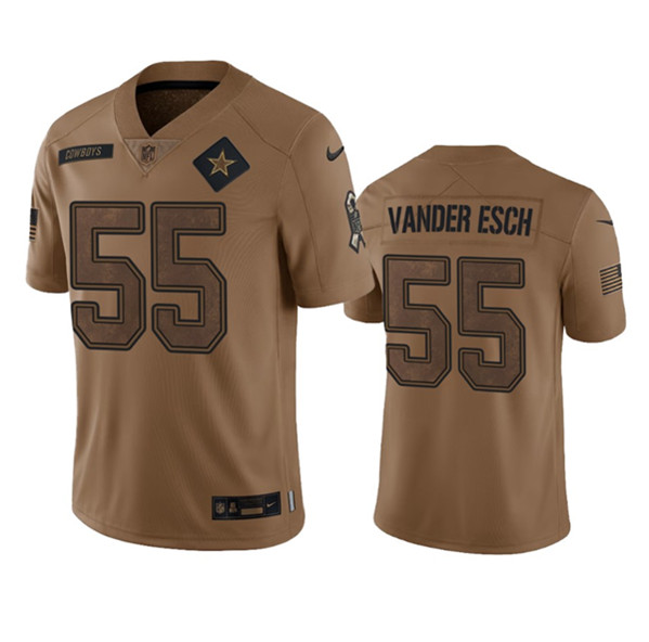 Men's Dallas Cowboys #55 Leighton Vander Esch 2023 Brown Salute To Service Limited Football Stitched Jersey - Puhuasuan