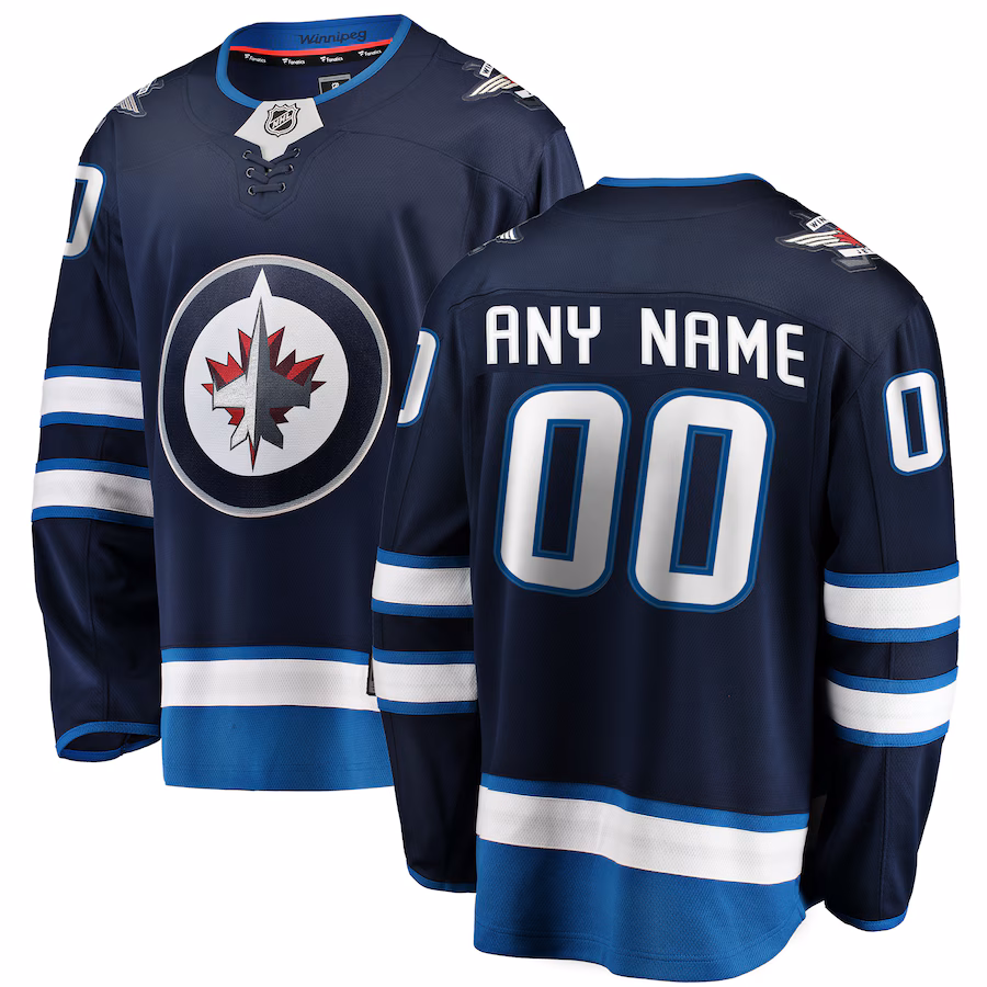 Men's Winnipeg Jets Fanatics Blue Home Breakaway Custom Jersey - Puhuasuan