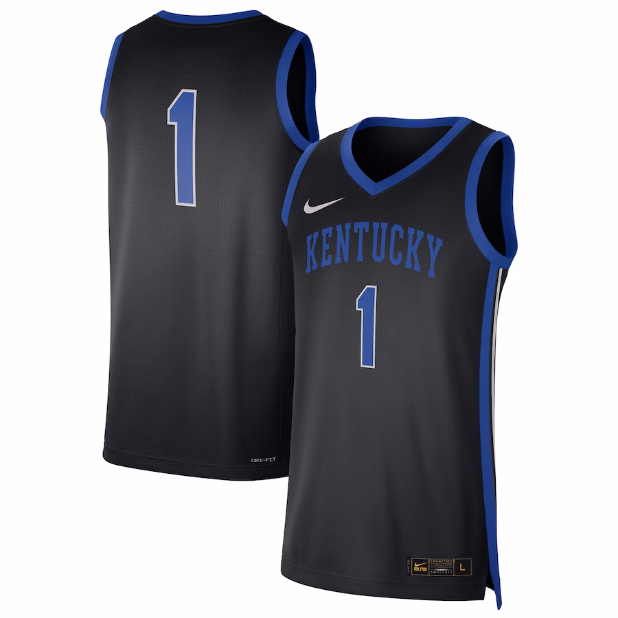 #1 Kentucky Wildcats Nike Replica Basketball Jersey - Black - Puhuasuan