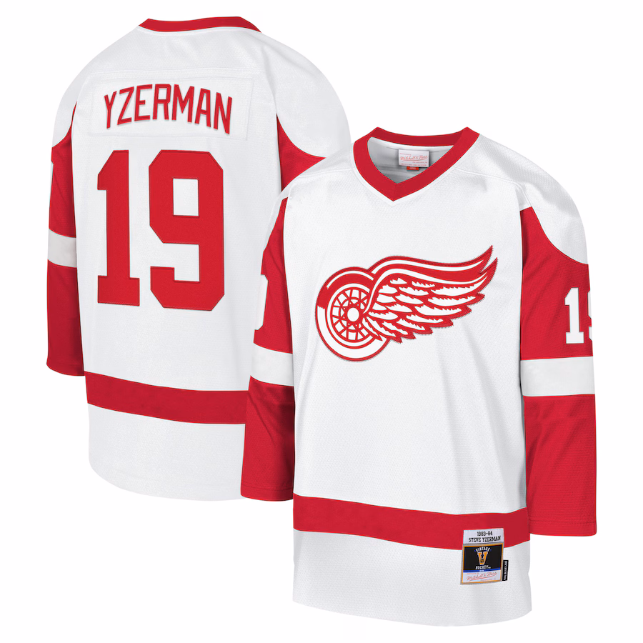 Youth Detroit Red Wings Steve Yzerman Mitchell & Ness White 1983-84 Blue Line Player Jersey - Puhuasuan