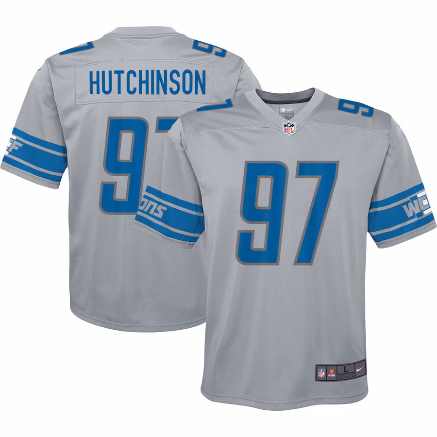 Youth Detroit Lions Aidan Hutchinson Nike Silver Inverted Game Jersey - Puhuasuan