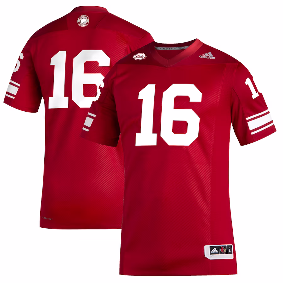 #16 Louisville Cardinals adidas Premier Strategy Football Jersey - Red - Puhuasuan