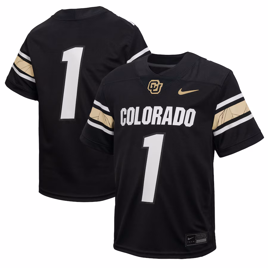 Youth Nike #1 Black Colorado Buffaloes Throwback Replica Jersey - Puhuasuan