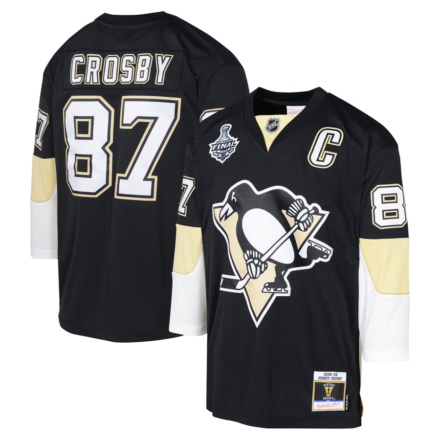 Youth Pittsburgh Penguins Sidney Crosby Mitchell & Ness Black 2008 Blue Line Player Jersey - Puhuasuan