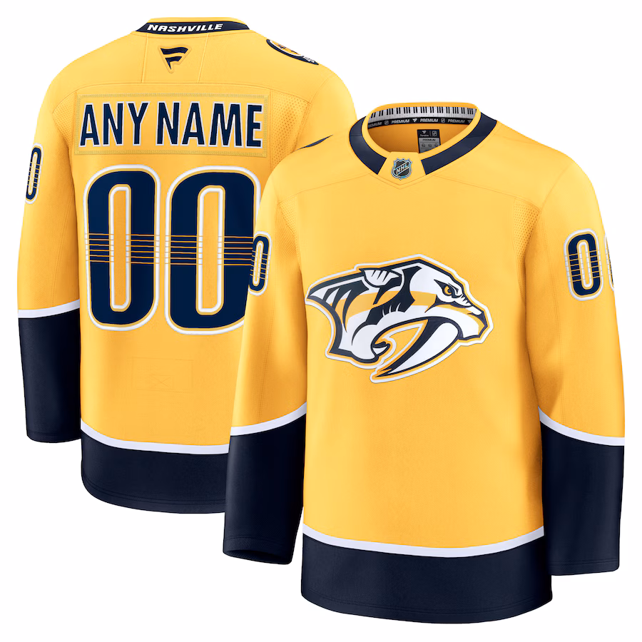 Men's Nashville Predators Fanatics Gold Home Premium Custom Jersey - Puhuasuan