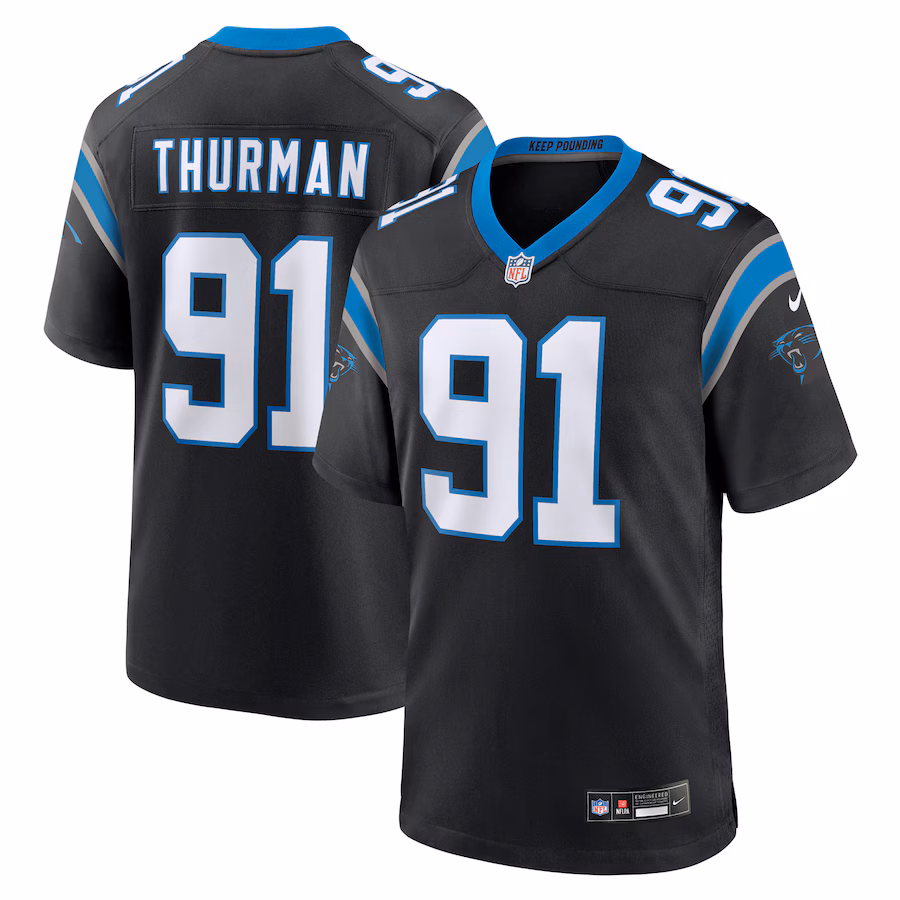 Men's Carolina Panthers Nick Thurman Nike  Black Team Game Jersey - Puhuasuan