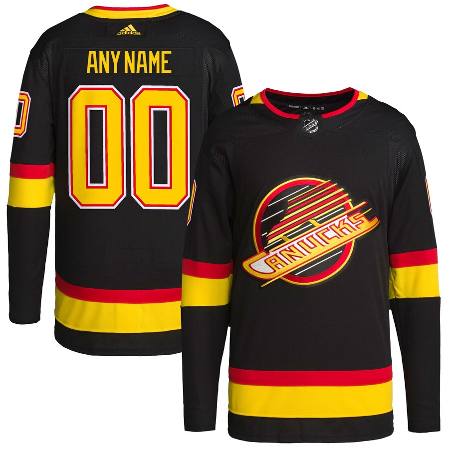 Men's Vancouver Canucks adidas Black Retro Primegreen Authentic Pro Custom Jersey - Puhuasuan