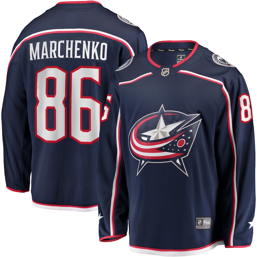 Men's Columbus Blue Jackets Kirill Marchenko Fanatics Navy Home Breakaway Jersey - Puhuasuan