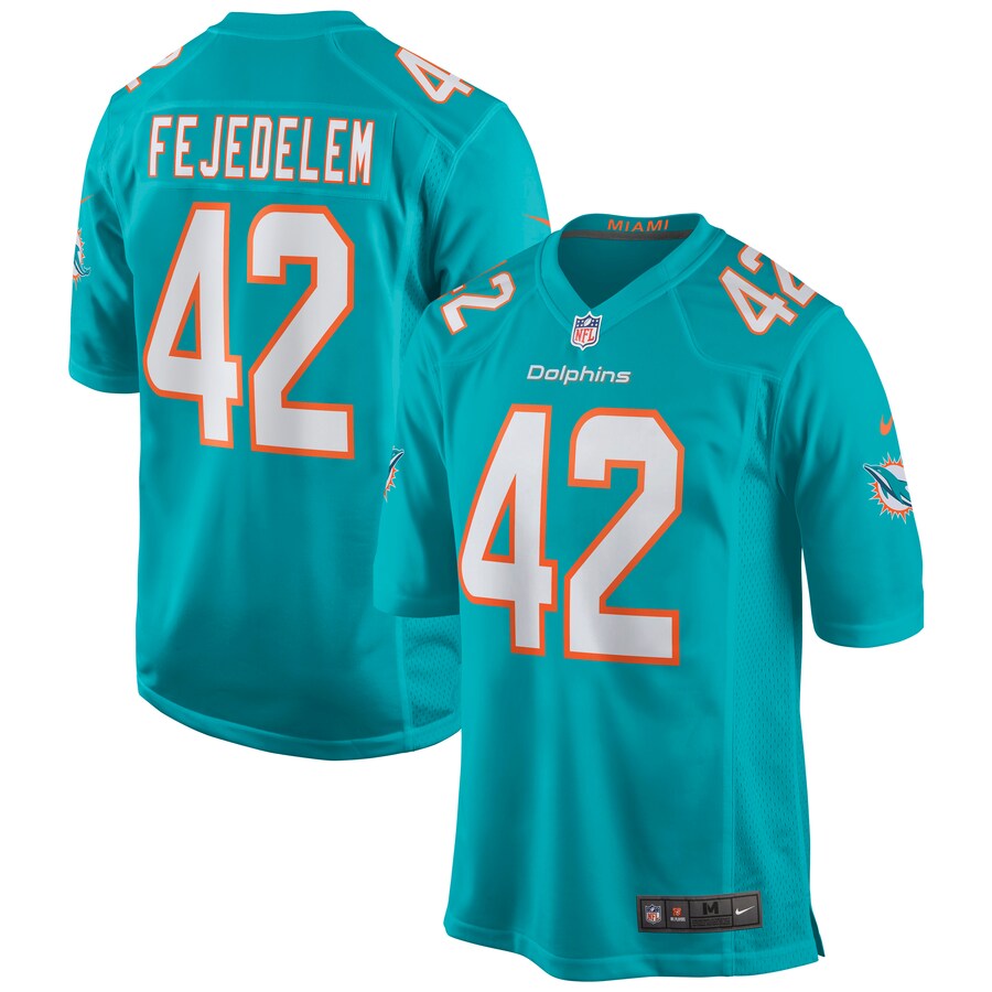 Men's Miami Dolphins Clayton Fejedelem Nike Aqua Game Jersey - Puhuasuan