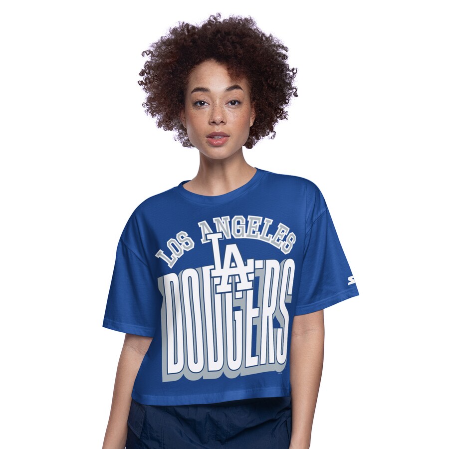 Women's Los Angeles Dodgers Starter Royal Play the Ball Boxy Cropped T-Shirt - Puhuasuan