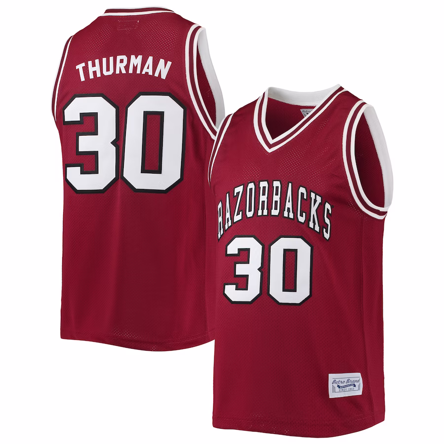 Scotty Thurman Arkansas Razorbacks Original Retro Brand Alumni Commemorative Classic Basketball Jersey - Cardinal - Puhuasuan