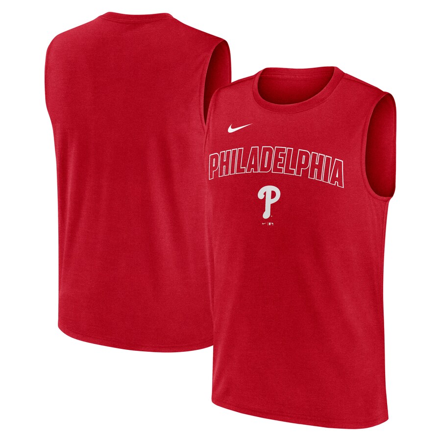 Men's Philadelphia Phillies Nike Red Knockout Performance Muscle Tank Top - Puhuasuan