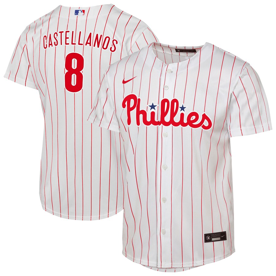 Youth Philadelphia Phillies Nick Castellanos Nike White Home Replica Player Jersey - Puhuasuan